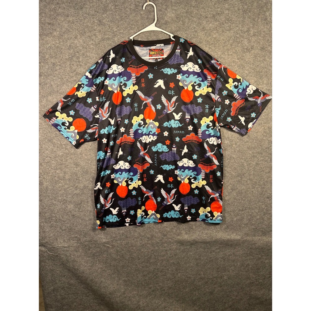 Fresh Prints of Tokyo Shirt 5XL Graphic Asian Japan Crane Clouds‎ Sun Black